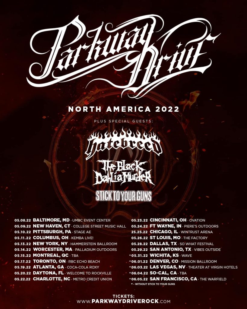 Parkway Drive Announce 2022 EU/UK Arena Tour 