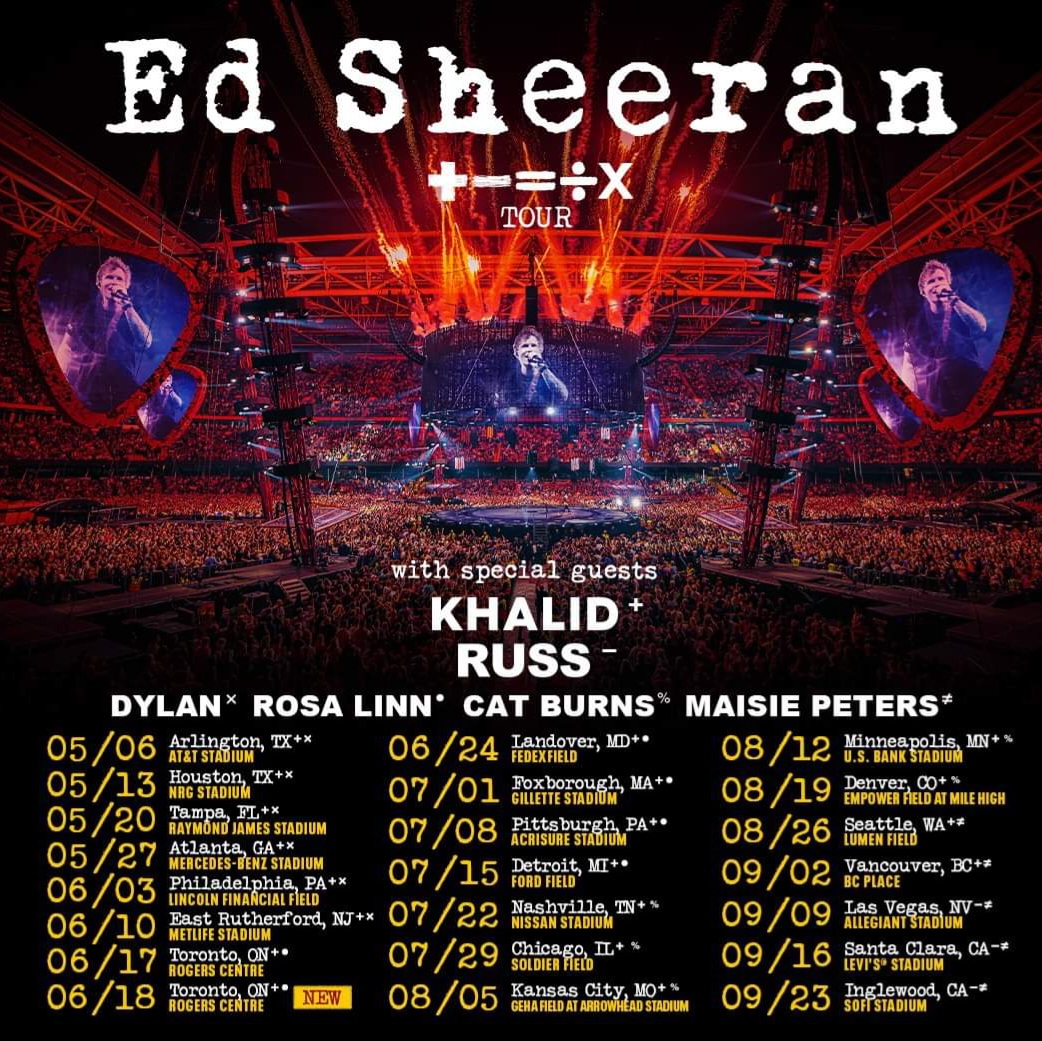 Ed Sheeran +-=÷× Tour 2023 Setlist Playlist - Setlist Guy