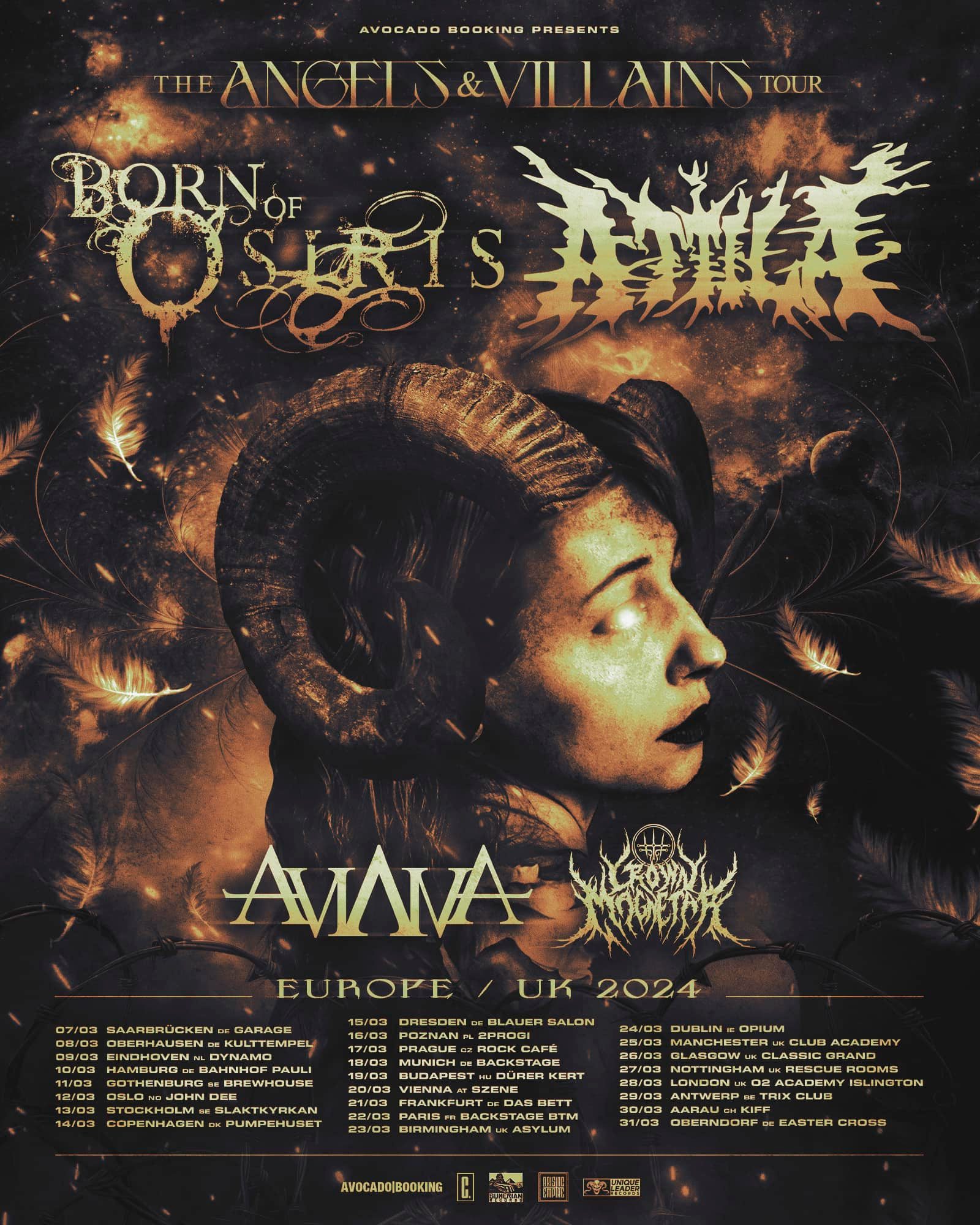 BORN OF OSIRIS / ATTILA The Angels & Villains Tour Europe 2024 Setlist