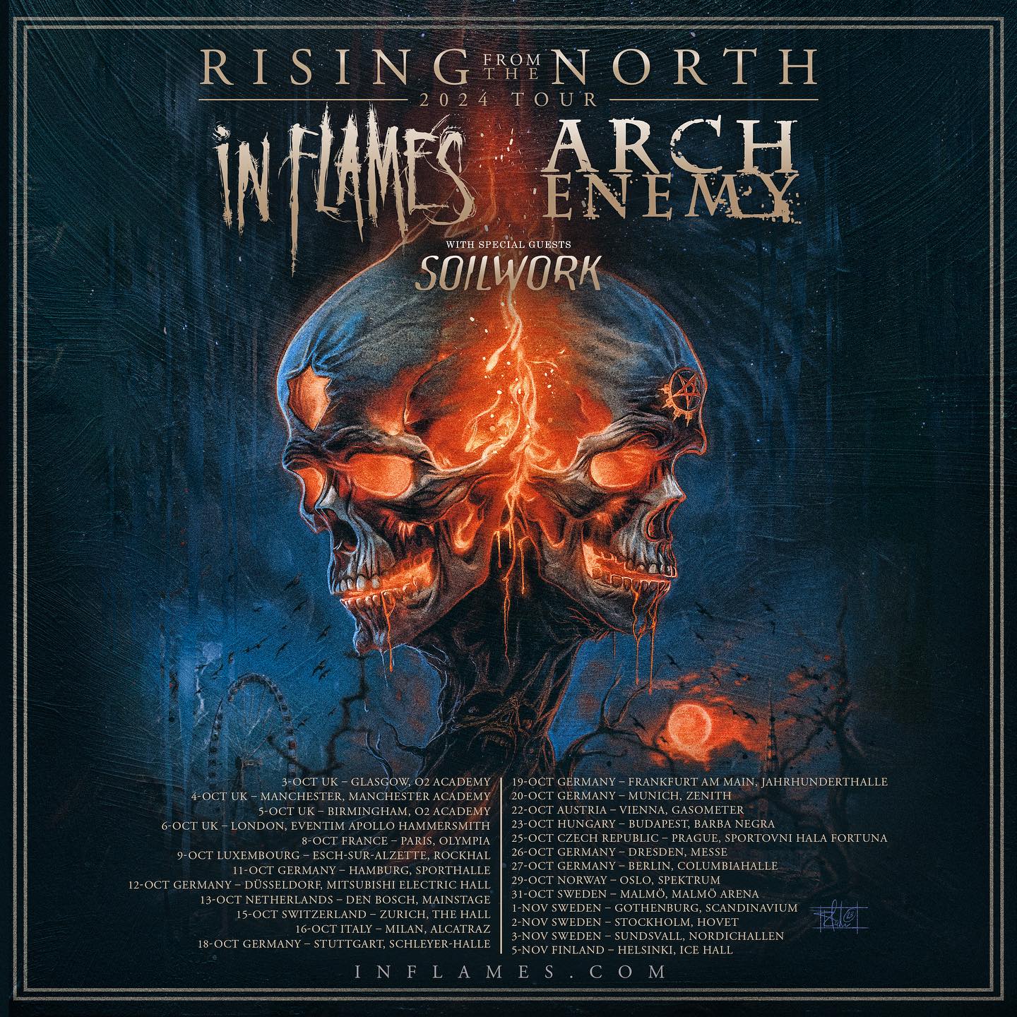 IN FLAMES / ARCH ENEMY Rising from the North Tour 2024 Setlist Playlist