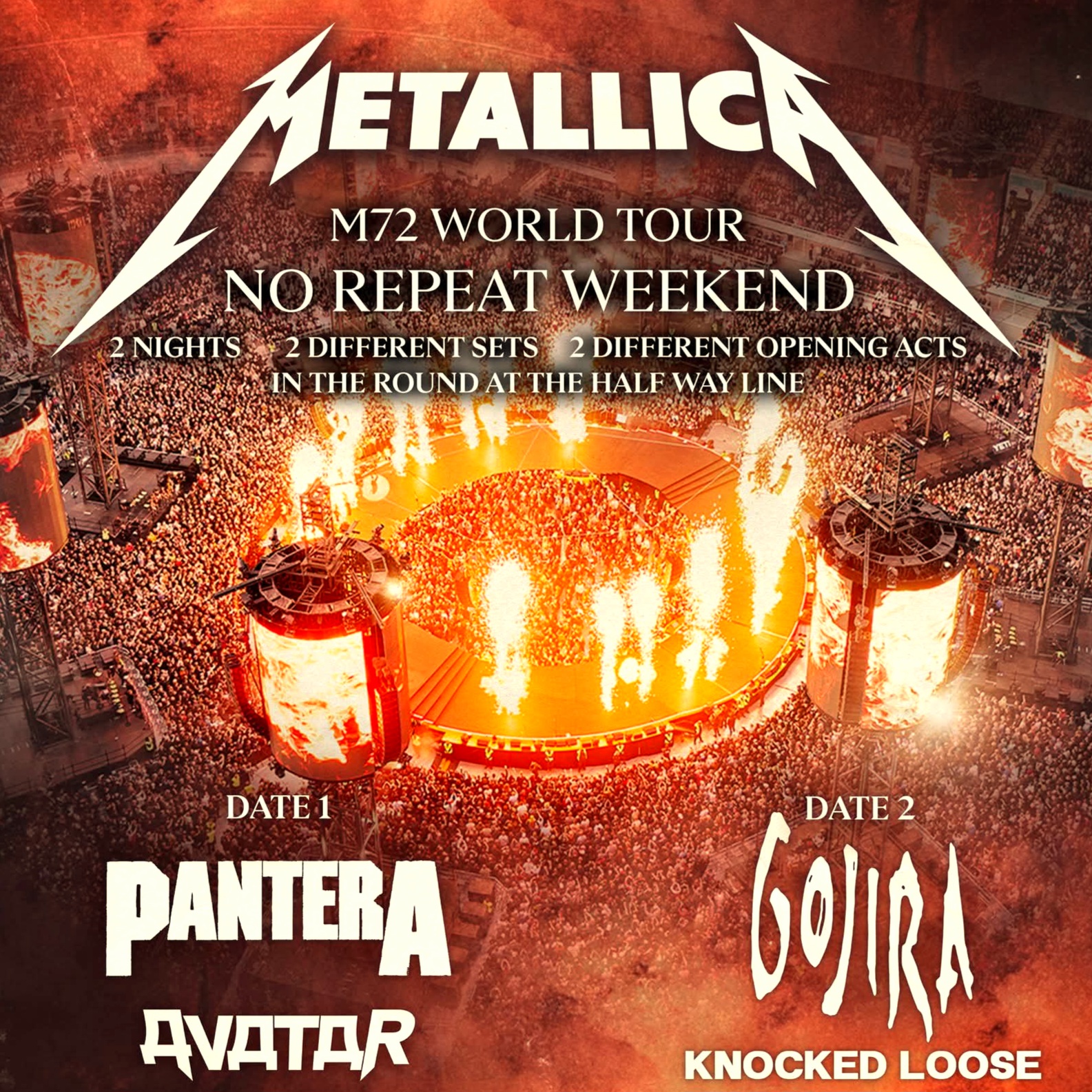 METALLICA M72 World Tour No Repeat Weekend Europe 2026 Setlist Playlists