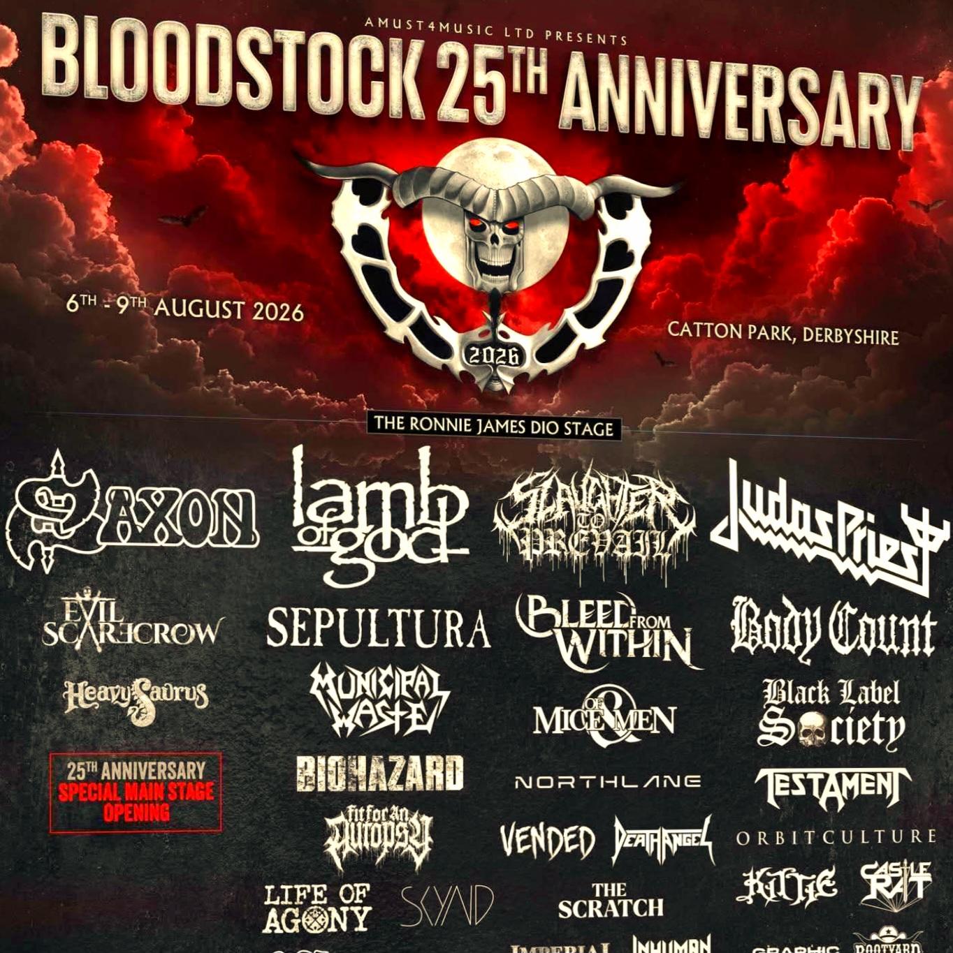 BLOODSTOCK 25TH ANNIVERSARY 2026 COMPLETE SETLIST PLAYLIST