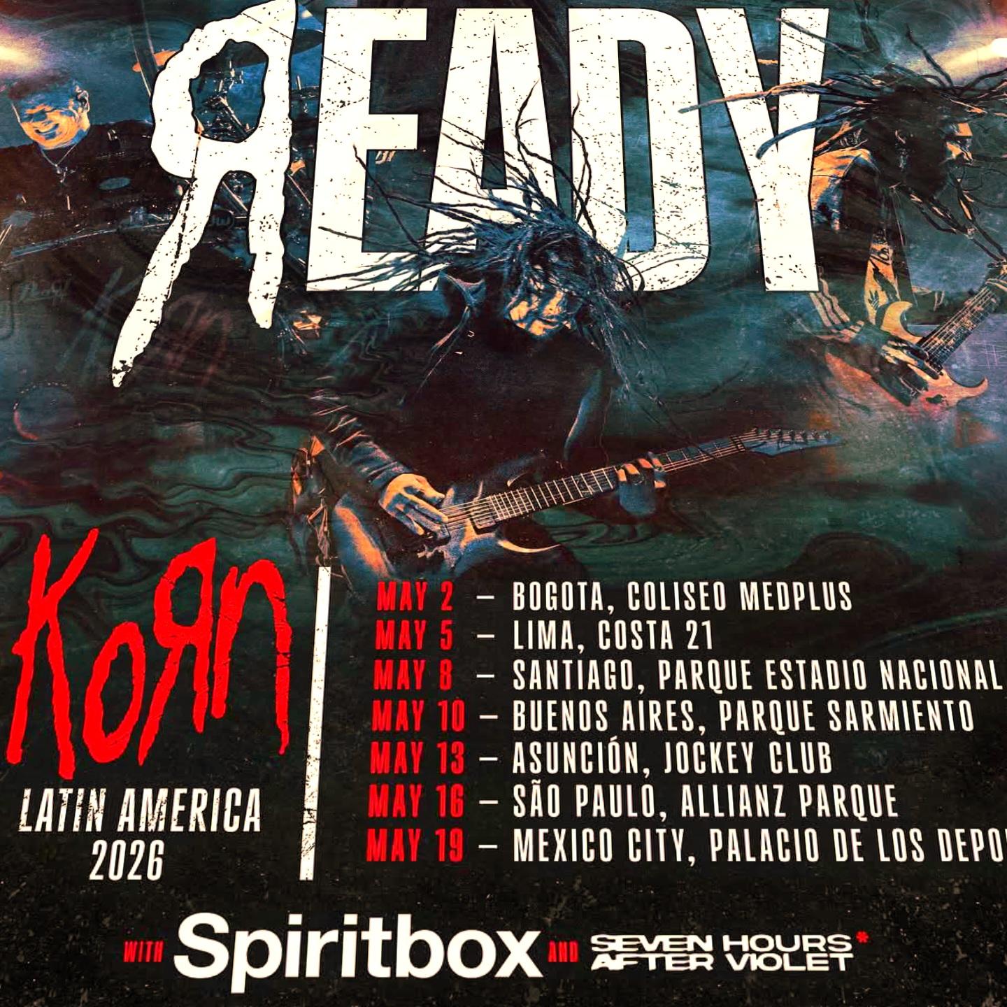 KORN / SPIRITBOX Are You Ready Latin America Tour 2026 Setlist Playlist